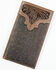 Cody James Men's Ostrich Tooled Checkbook Wallet, Brown, hi-res