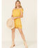 Image #1 - Miss Me Women's Floral Button Front Off-Shoulder Dress, Yellow, hi-res