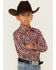 Image #2 - Wrangler Retro Boys' Plaid Print Long Sleeve Snap Western Shirt, Red, hi-res