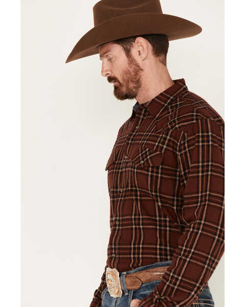 Image #2 - Cody James Men's Rusty Spur Plaid Print Long Sleeve Snap Western Flannel Shirt, Rust Copper, hi-res