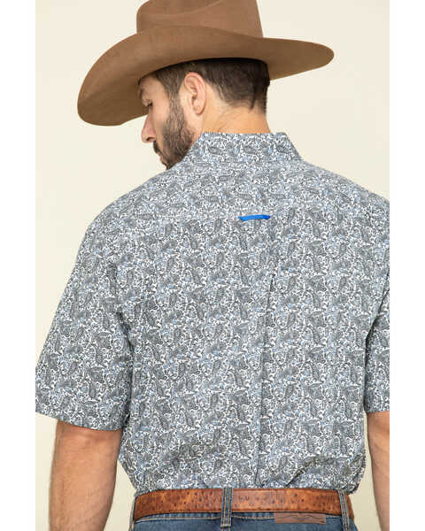 Image #5 - Tuf Cooper Men's Competition White Stretch Paisley Print Short Sleeve Western Shirt , Blue, hi-res