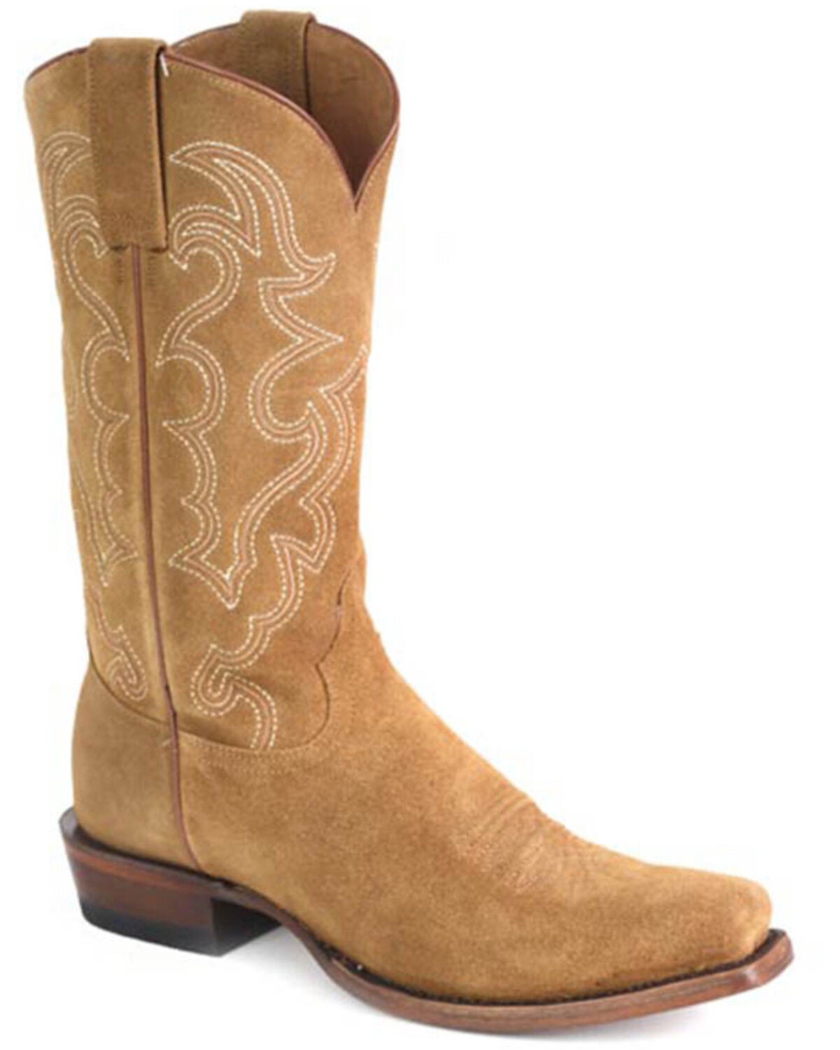 Stetson Men's Bronco Suede Western Boots - Round Toe, Tan, hi-res