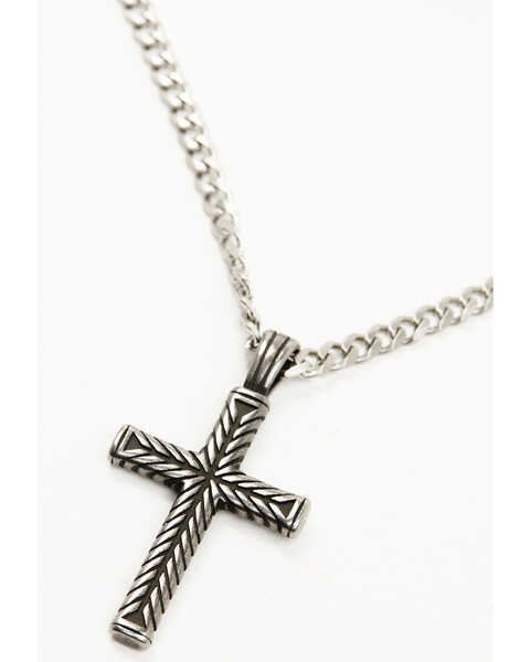Image #4 - Cody James Men's Textured Chevron Cross Necklace , Silver, hi-res
