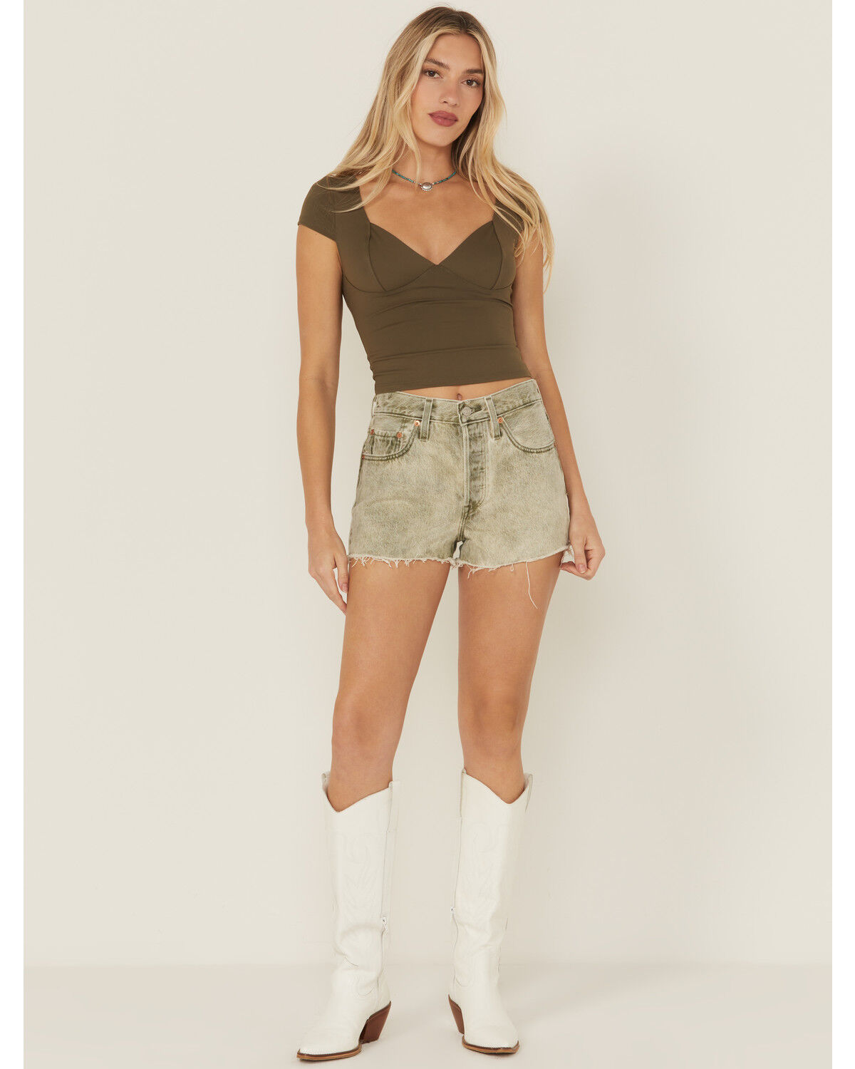 Image #1 - Levi's Women's 501 Original High Rise Denim Shorts, Green, hi-res