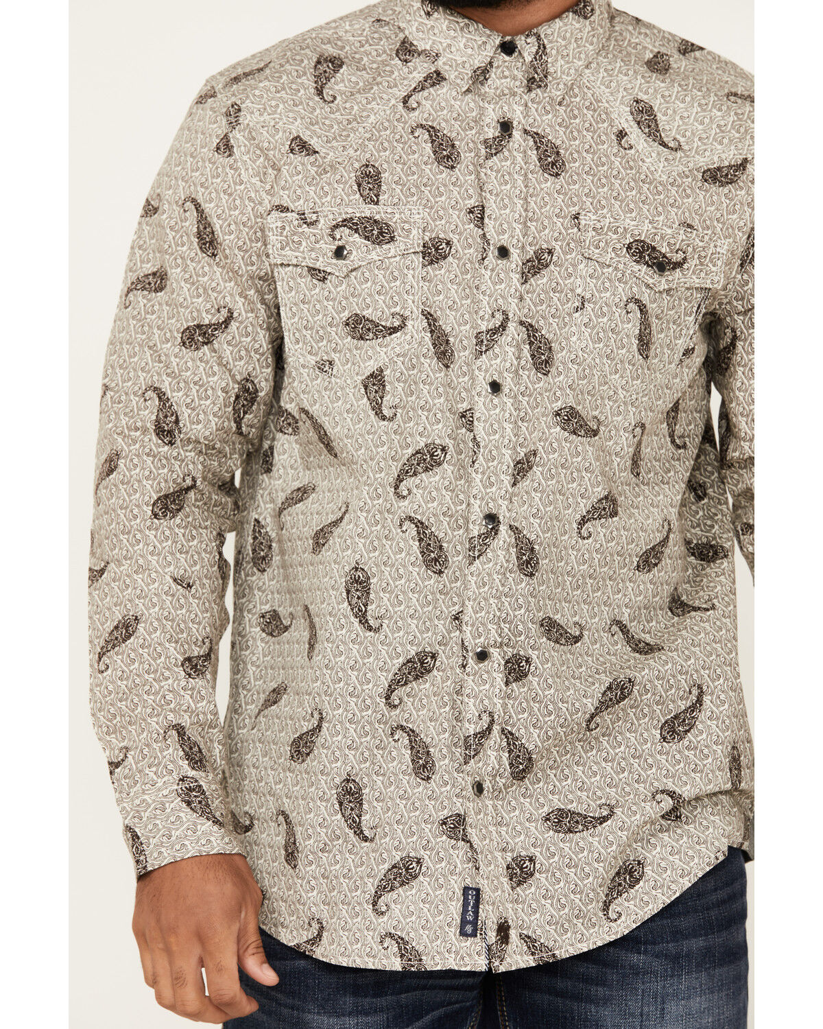Image #3 - Moonshine Spirit Men's Tattoo Paisley Print Long Sleeve Snap Western Shirt, White, hi-res