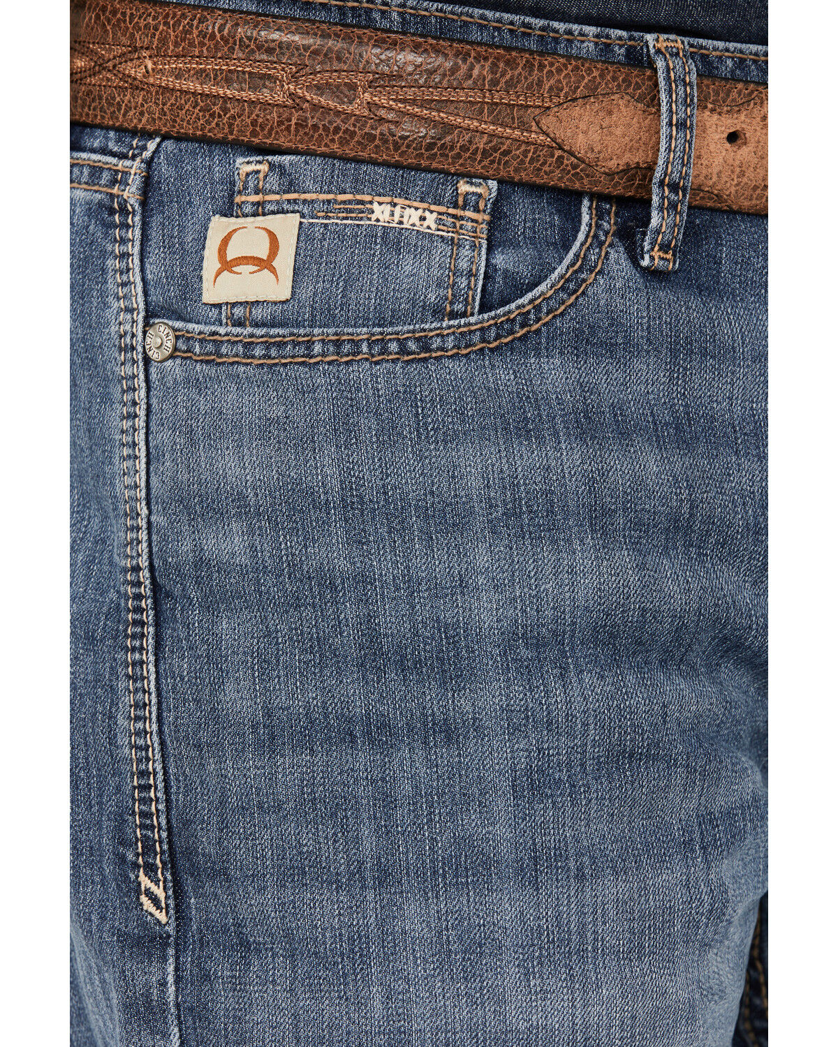 Image #2 - Cinch Men's Grant Medium Stonewash Relaxed Bootcut Performance Stretch Denim Jeans, Indigo, hi-res