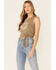 Shyanne Women's Sun & Moon Graphic Tie-Front Tank Top , Olive, hi-res