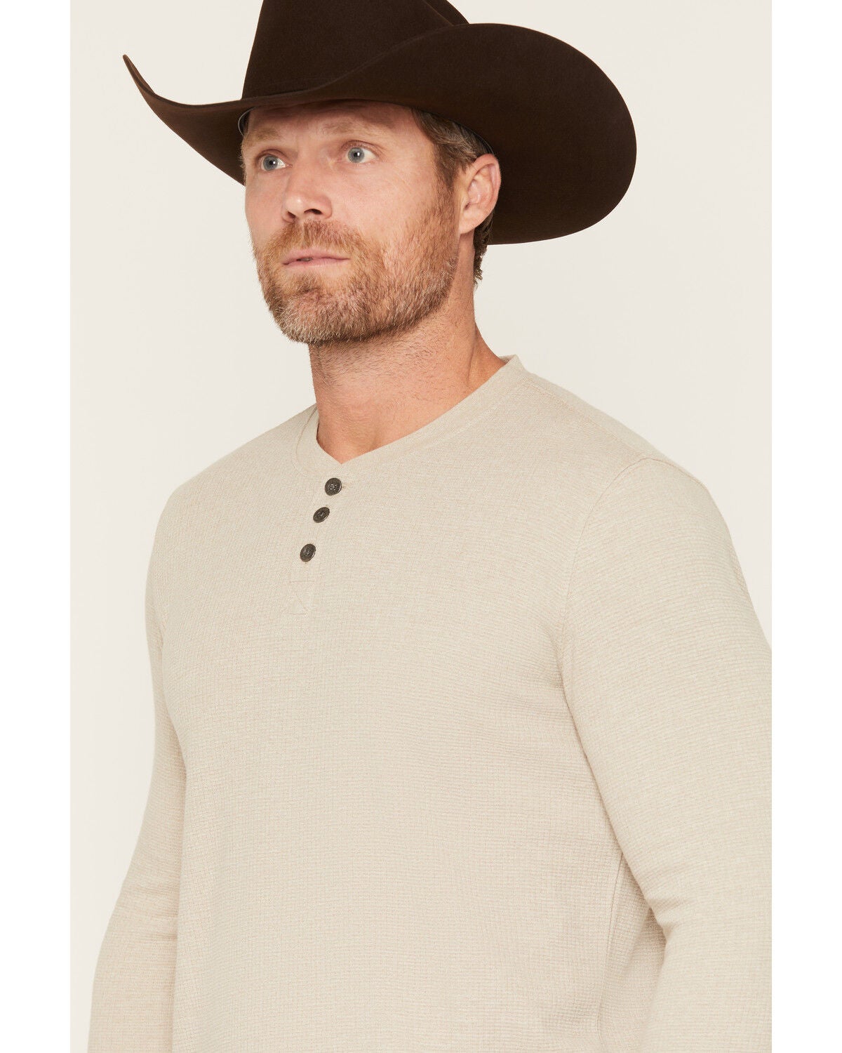Image #2 - Dakota Grizzly Men's Jesse Long Sleeve 1/4 Button-Down Henley Shirt, Sand, hi-res