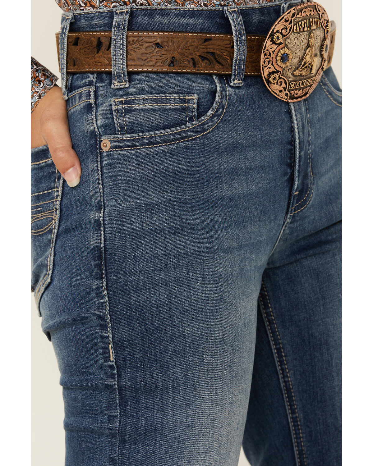Image #4 - Rock & Roll Denim Women's Medium Wash High Rise Modest Bootcut Stretch Denim Jeans, Medium Wash, hi-res