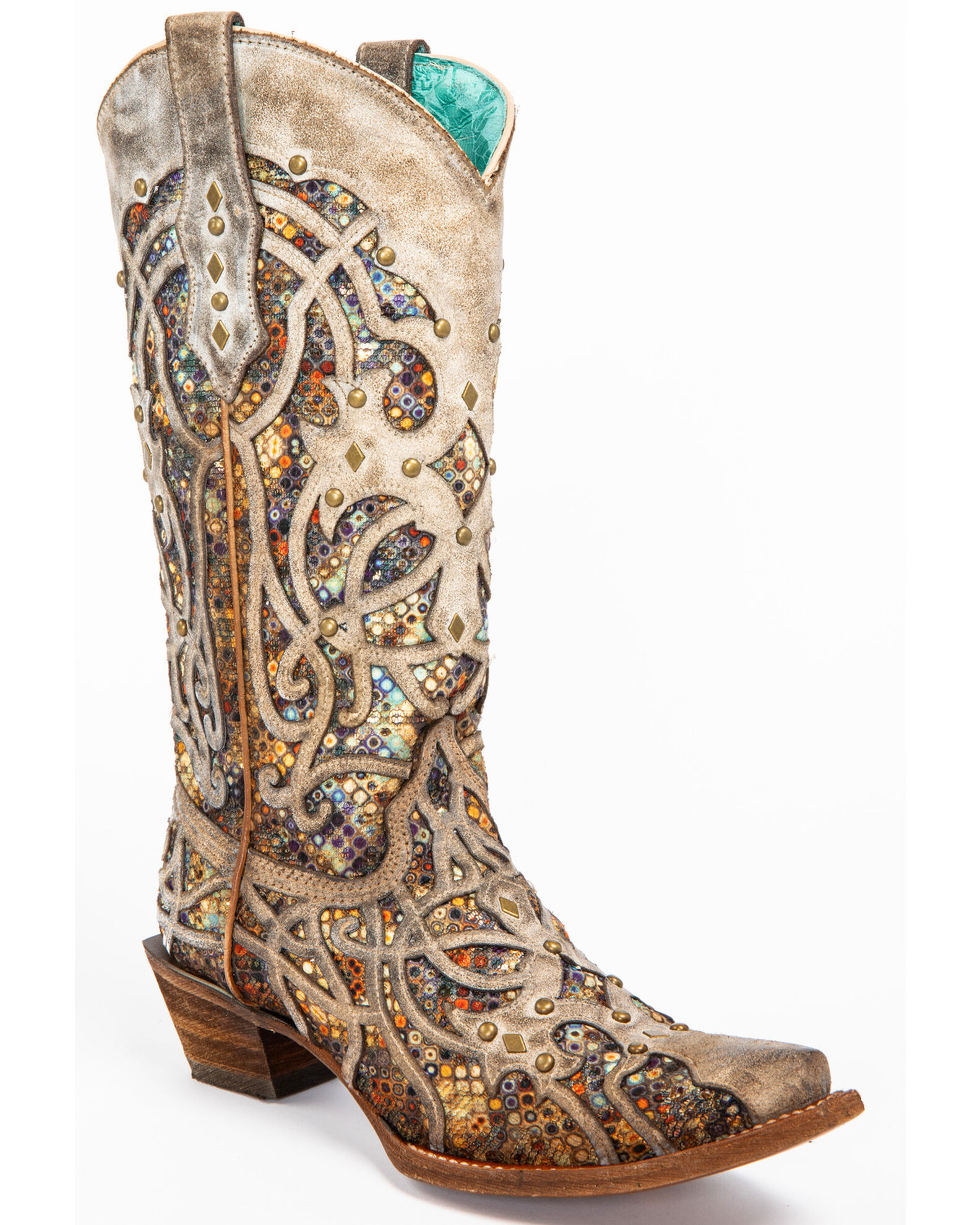 Corral Women s Taupe Inlay Western Boots Snip Toe