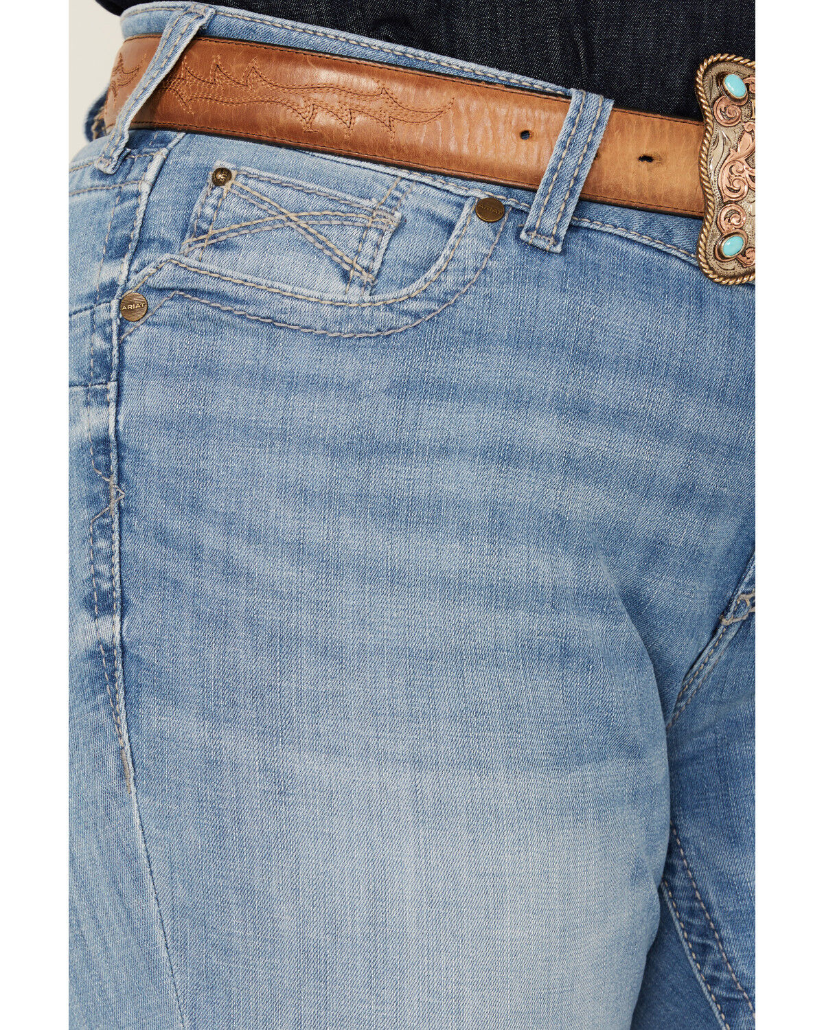 Image #2 - Ariat Women's Nebraska Light Wash Mid Rise Hope Stretch Bootcut Jeans - Plus, Light Wash, hi-res