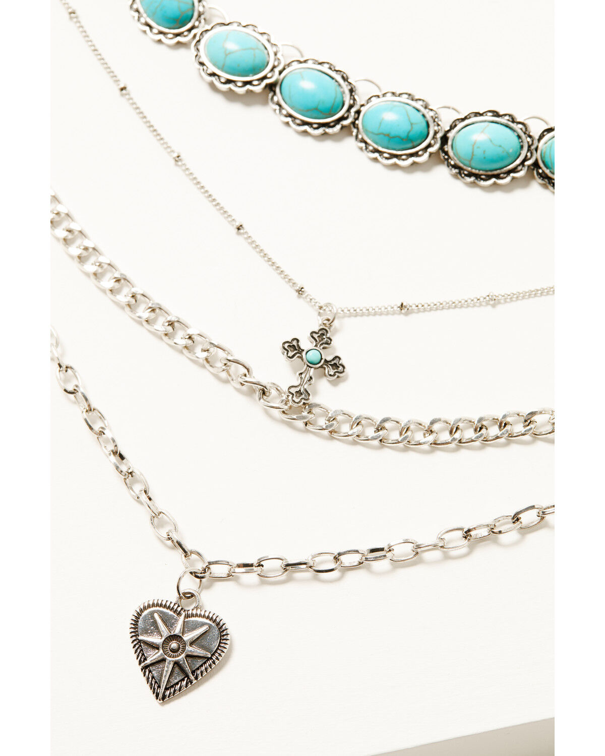 Image #2 - Shyanne Women's Heart And Cross Layered Necklace, Turquoise, hi-res