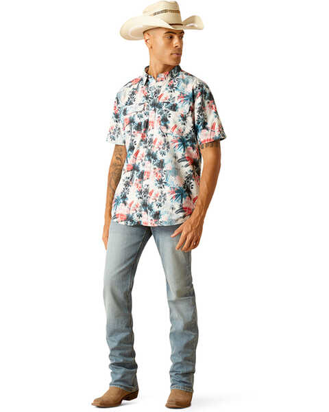 Image #1 - Ariat Men's VentTEK Outbound Tropical Print Classic Fit Short Sleeve Button-Down Western Shirt , Multi, hi-res