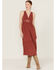 Image #1 - Lush Women's Maroon Sleeveless Lace Trim Dress, Maroon, hi-res
