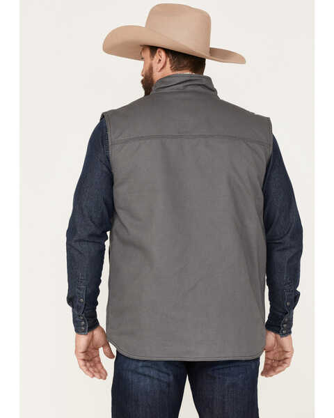 Image #4 - Cowboy Hardware Men's Ranch Canvas Berber Sherpa Lined Vest, Charcoal, hi-res
