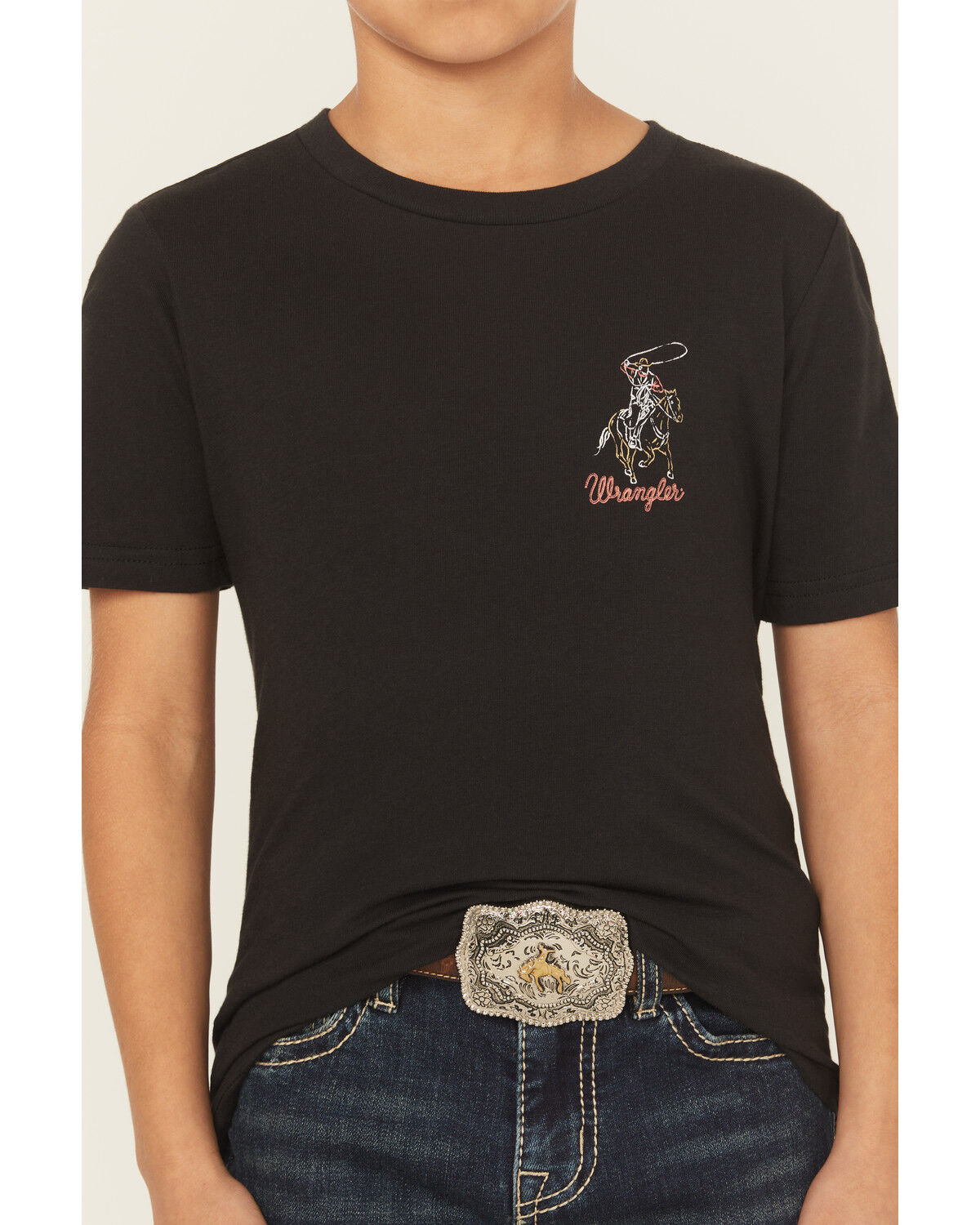Image #3 - Wrangler Boys' Cowboy Short Sleeve Graphic T-Shirt, Black, hi-res