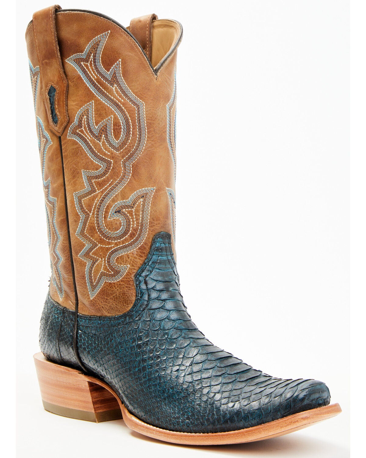 Corral Men's Exotic Python Western Boots - Square Toe, Navy, hi-res