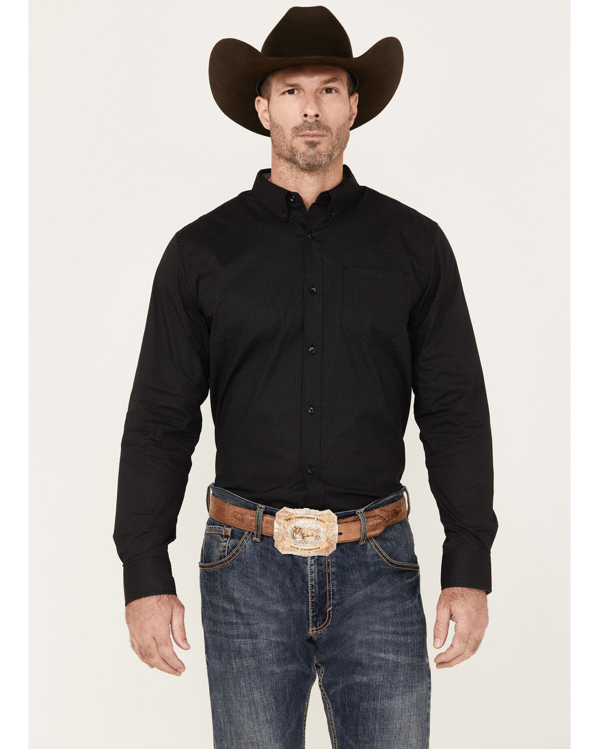 Image #1 - Cody James Men's Bedrock Solid Long Sleeve Stretch Button-Down Western Shirt, Grey, hi-res