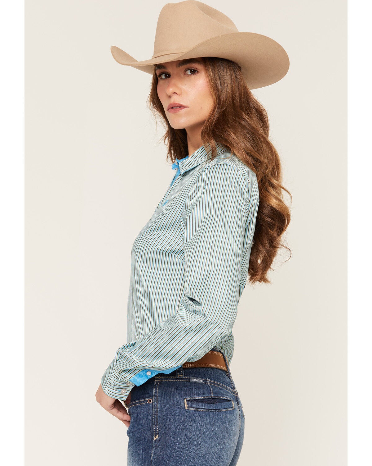 Image #2 - Cinch Women's TENCEL&trade; Striped Long Sleeve Button-Down Western Shirt, Multi, hi-res