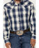 Image #3 - Stetson Men's Plaid Print Long Sleeve Pearl Snap Western Shirt, Dark Blue, hi-res