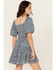 Image #4 - Angie Women's Ditsy Floral Print Tie Front Mini Dress, Blue, hi-res