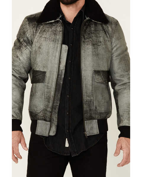 Image #3 - Understated Leather Men's Spirit Distressed Cowhide Zip-Front Leather Bomber Jacket , Distressed Black, hi-res