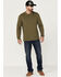 Image #2 - Brothers and Sons Men's Solid Heather Slub Long Sleeve Henley Shirt , Olive, hi-res