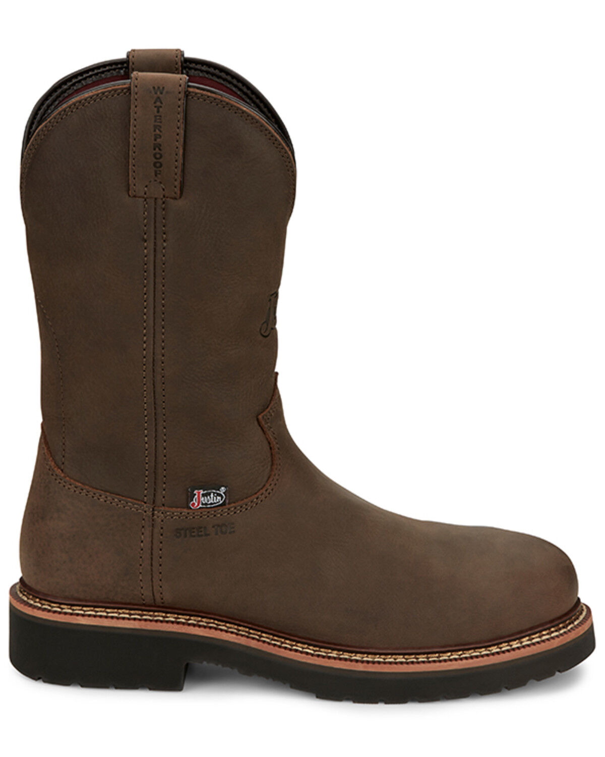 Image #2 - Justin Men's Carbide Waterproof Work Boots - Steel Toe, Brown, hi-res