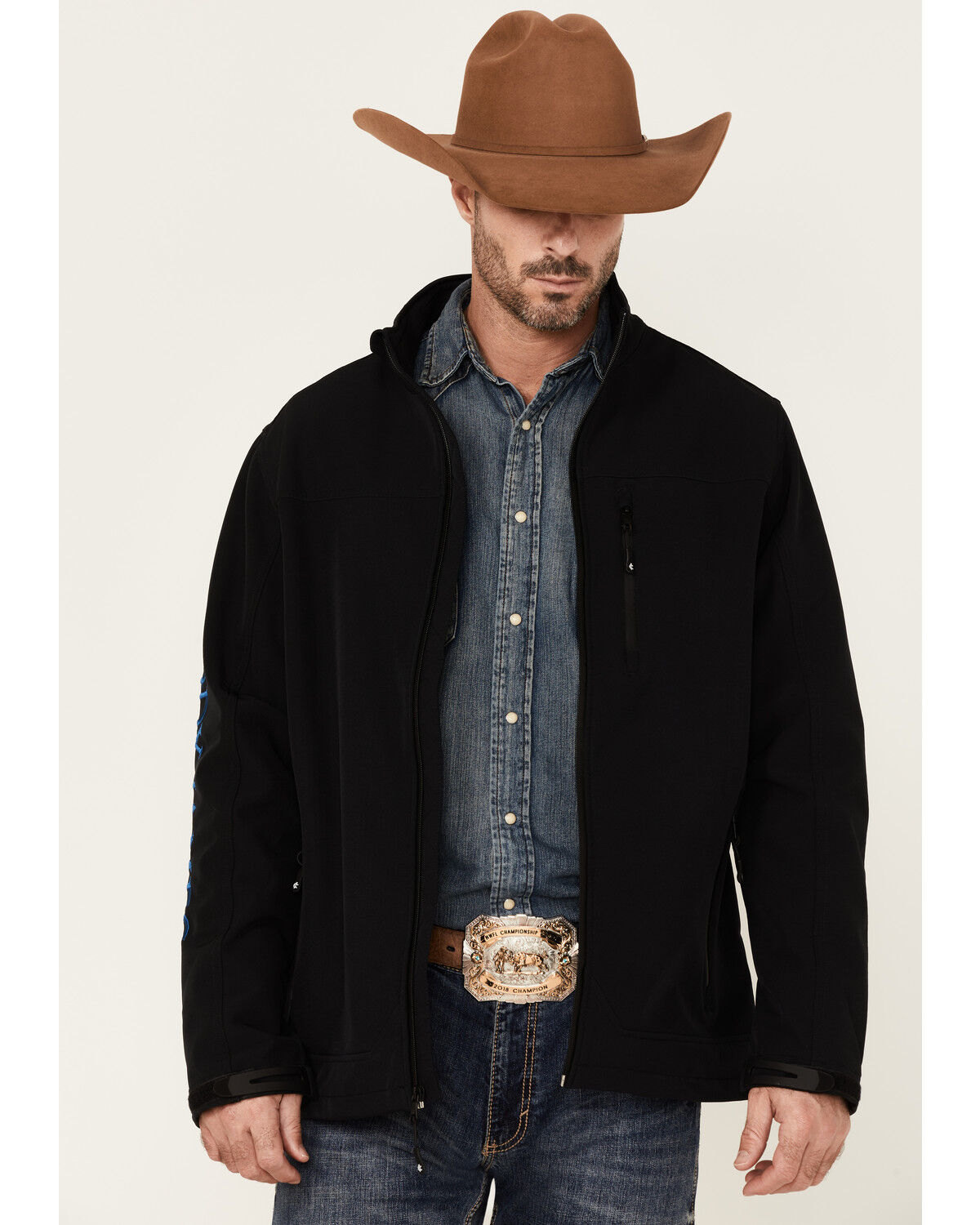 Image #1 - Cody James Core Men's Royal Embroidered Logo Sleeve Zip-Front Steamboat Jacket, , hi-res