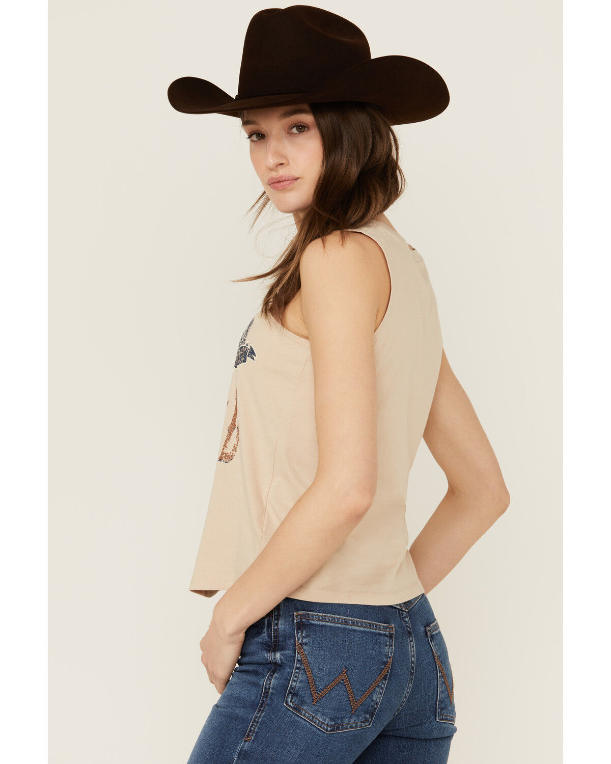Image #4 - Shyanne Women's Buck Wild Sleeveless Graphic Tank, Taupe, hi-res
