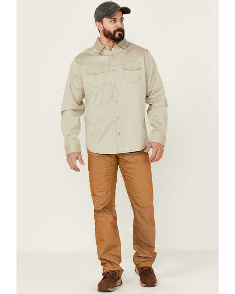 Image #2 - Brothers and Sons Men's Weathered Twill Solid Long Sleeve Button-Down Western Shirt  , Sand, hi-res