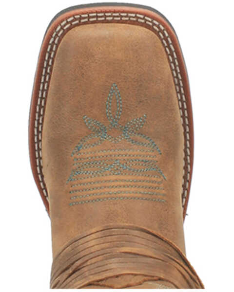 Image #6 - Laredo Women's Tan Turquoise Stitching Western Boots - Square Toe, Brown, hi-res