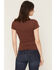 Image #4 - Blue Life Women's Lana Basic Lace V Neck Shirt, Chocolate, hi-res