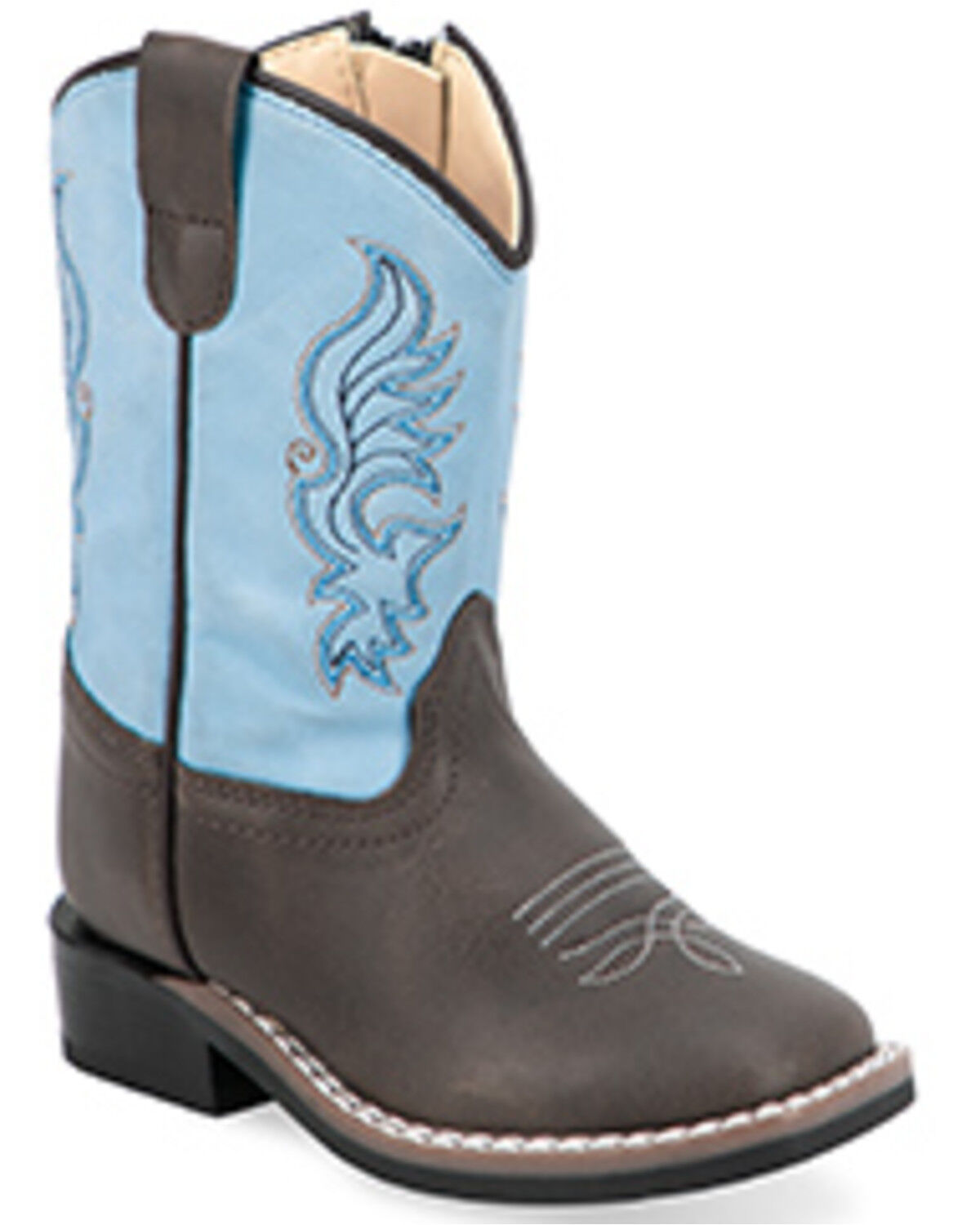 Image #1 - Old West Toddler Boys' Western Boots - Broad Square Toe, Light Blue, hi-res