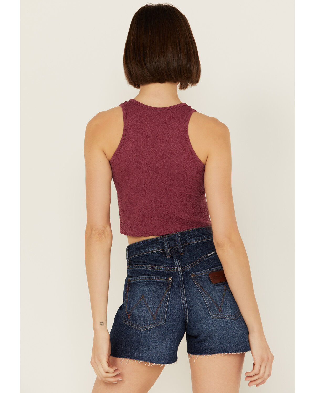 Image #4 - Fornia Women's Floral High Neck Cropped Top, Fuchsia, hi-res