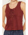 Image #5 - Shyanne Women's Cut Out Tie-Front Tank, Burgundy, hi-res