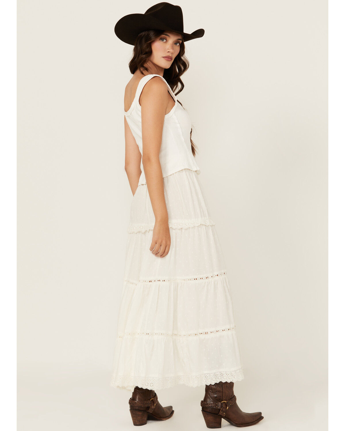 Image #3 - Angie Women's Tiered Midi Skirt, Ivory, hi-res