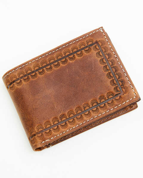 Cody James Men's Tooled Bifold Leather Wallet , Brown, hi-res