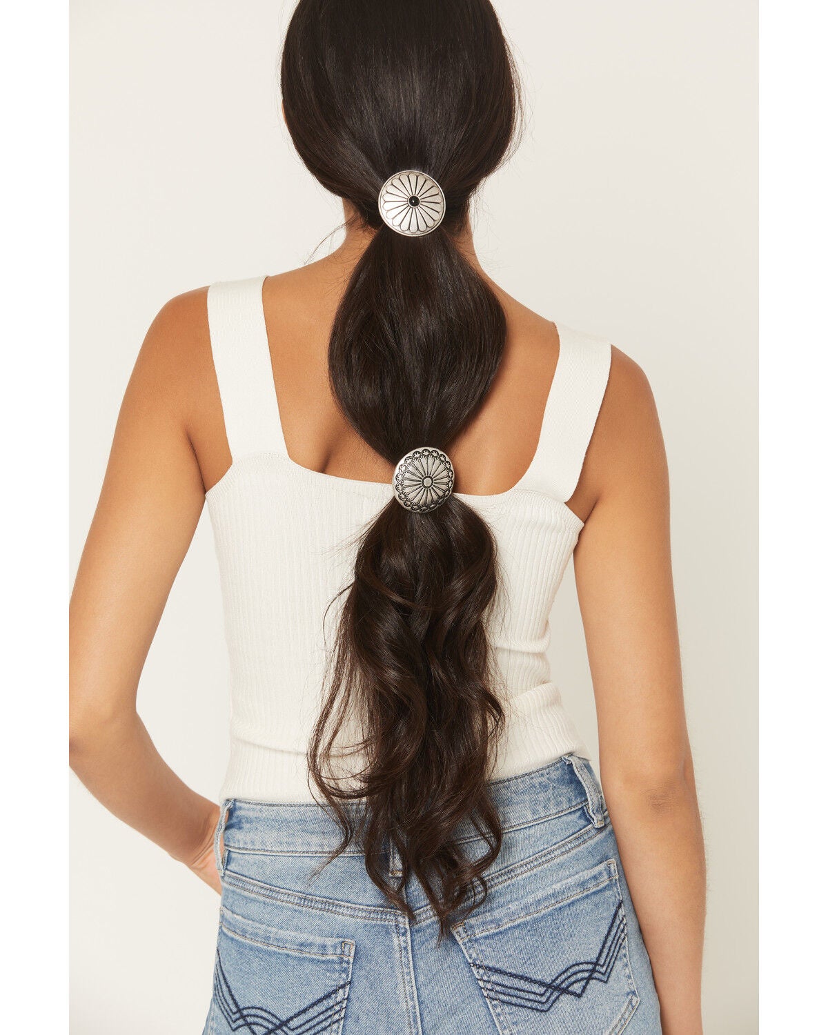 Idyllwind Women's Foxley Concho Hair Tie Set - 2 Piece, Silver, hi-res