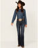 Image #1 - Ariat Women's Dark Wash High Rise Naz Slim Trouser Jeans, Dark Wash, hi-res