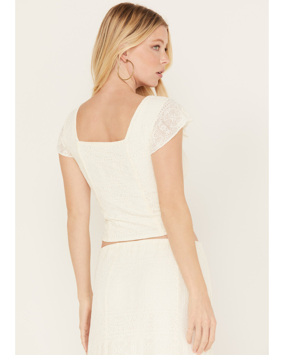 Image #4 - Idyllwind Women's Montana Western Lady Lace Cropped Shirt, Ivory, hi-res