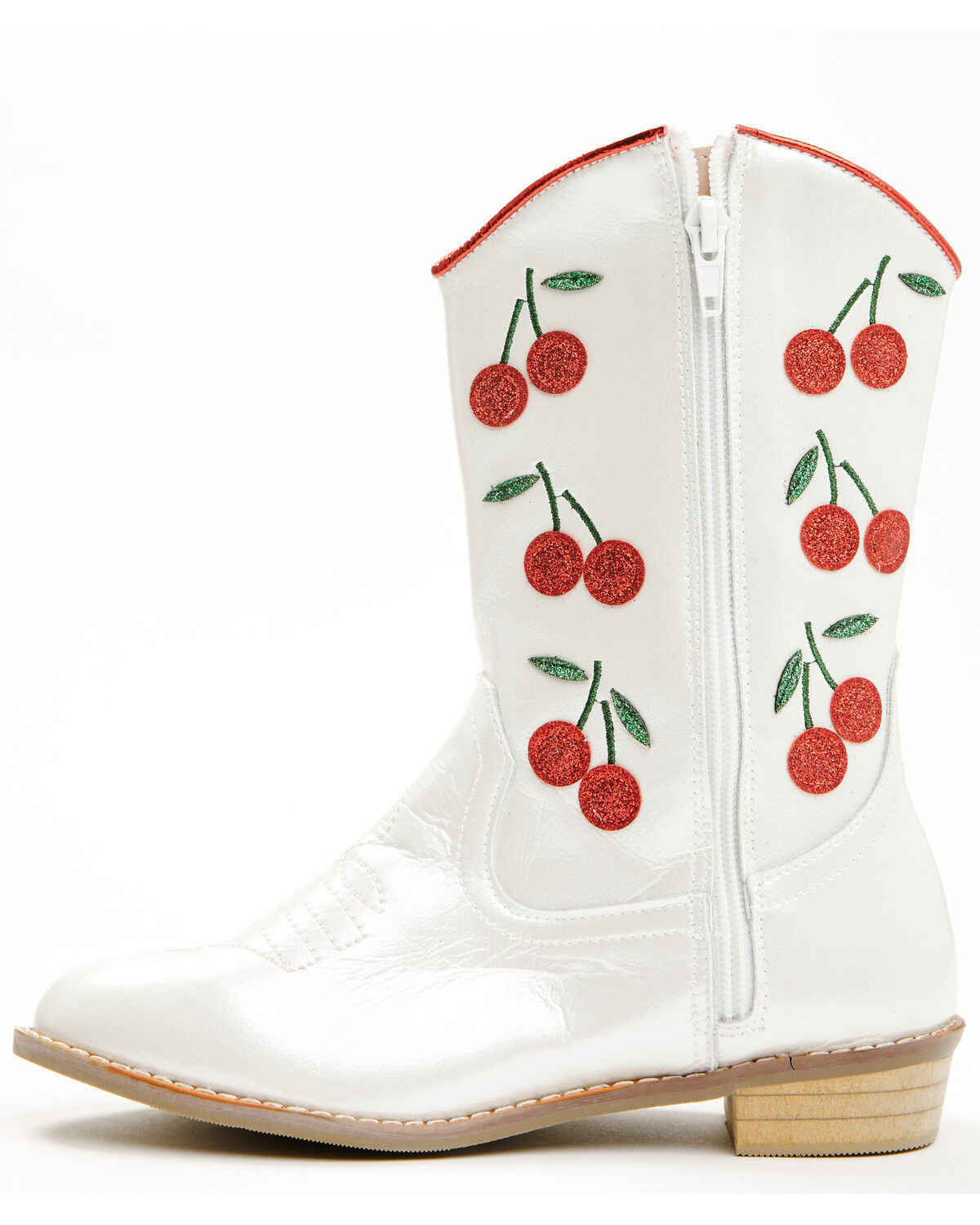 Image #3 - Wild + Rae Girls' Cherry Western Boots - Round Toe, White, hi-res