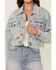 Image #3 - Veveret Women's Light Wash Cropped Denim Jacket, Light Wash, hi-res