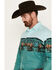 Image #2 - Panhandle Men's Buffalo Border Print Long Sleeve Pearl Snap Western Shirt, Seafoam, hi-res