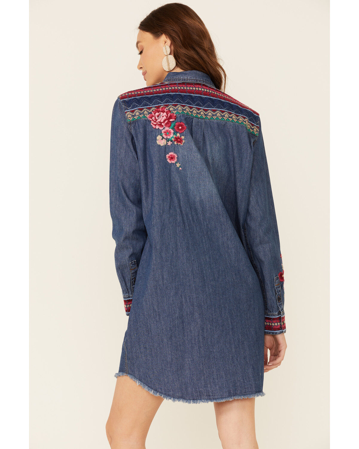 Image #4 - Stetson Women's Denim Southwestern Stripe Mini Dress, Blue, hi-res