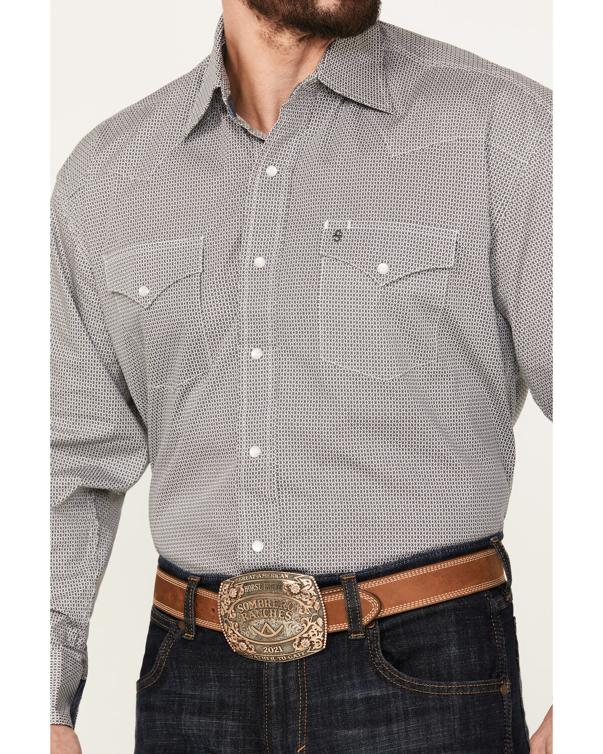 【国内発送】 Men's Stetson Diamond Pearl Western Sleeve Long Print Geo Mサイズ