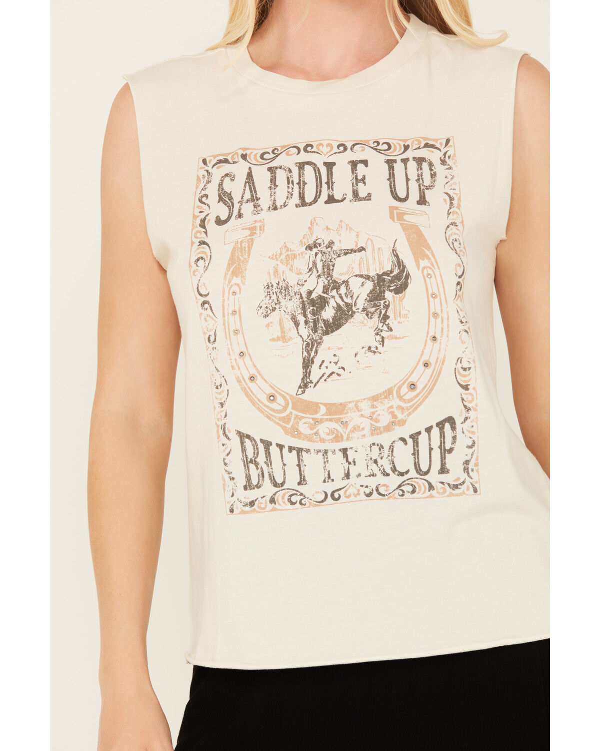 Image #3 - Idyllwind Women's Maude Saddle Up Buttercup Graphic Tank, Ivory, hi-res