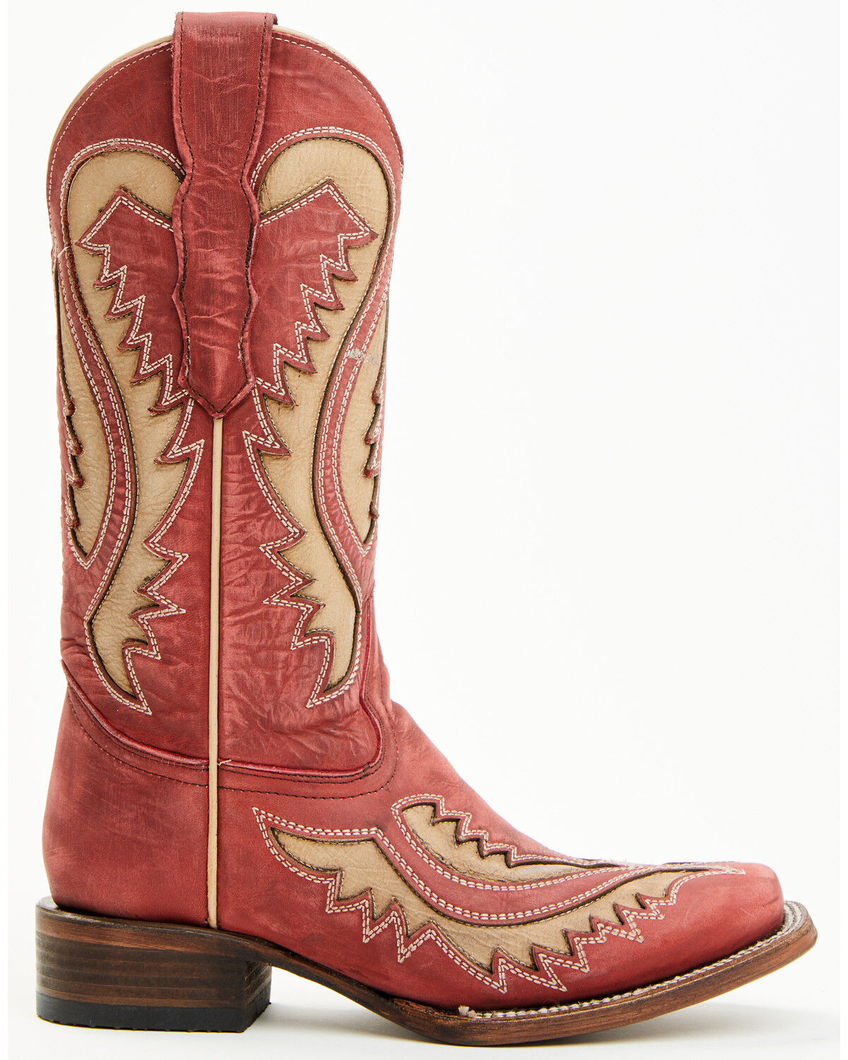 Image #3 - Circle G Women's Inlay Western Boots - Square Toe, Red, hi-res