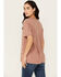 Image #4 - Blended Women's Rodeo Cowboy Cutout Short Sleeve Graphic Tee, Brown, hi-res