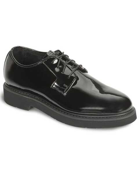 Image #1 - Rocky Men's High Gloss Dress Leather Oxford Dress Duty Shoes - Round Toe, Black, hi-res